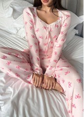 Pink Ditsy Floral Print Lounge Top and Pants