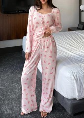 Pink Ditsy Floral Print Lounge Top and Pants | thumb picture 