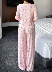 Pink Ditsy Floral Print Lounge Top and Pants | thumb picture 