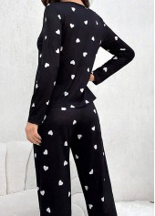 Black Heart Print Long Sleeve Lounge Top and Pants | thumb picture 