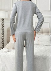 Grey Letter Print Long Sleeve Lounge Top and Pants | thumb picture 