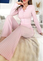 Pink Long Sleeve Lounge Top and Pants | thumb picture 