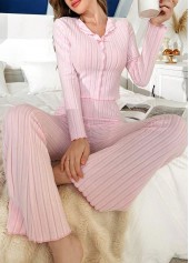 Pink Long Sleeve Lounge Top and Pants | thumb picture 