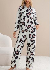 Light Coffee Leopard Long Sleeve Lounge Top and Pants | thumb picture 