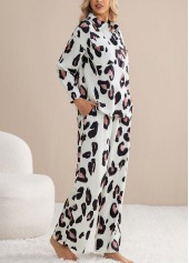 Light Coffee Leopard Long Sleeve Lounge Top and Pants | thumb picture 