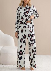 Light Coffee Leopard Long Sleeve Lounge Top and Pants | thumb picture 