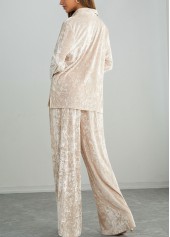 Champagne Long Sleeve Lounge Top and Pants | thumb picture 