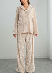 Champagne Long Sleeve Lounge Top and Pants | thumb picture 