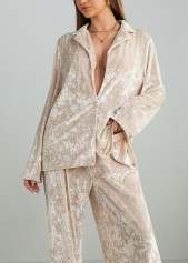 Champagne Long Sleeve Lounge Top and Pants | thumb picture 