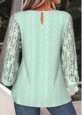 Mint Green Tummy Coverage 3/4 Sleeve Round Neck Blouse | thumb picture 