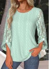 Mint Green Tummy Coverage 3/4 Sleeve Round Neck Blouse | thumb picture 