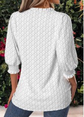 White Tummy Coverage 3/4 Sleeve V Neck Blouse | thumb picture 