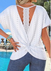 White Tummy Coverage Short Sleeve Round Neck T Shirt