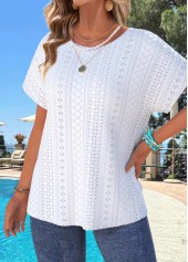 White Tummy Coverage Short Sleeve Round Neck T Shirt | thumb picture 