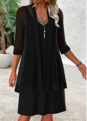 Black Tummy Coverage 3/4 Sleeve Dress and Cardigan | thumb picture 
