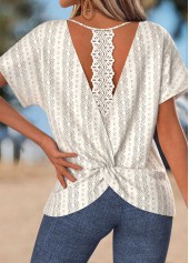 Beige Tummy Coverage Short Sleeve Round Neck T Shirt