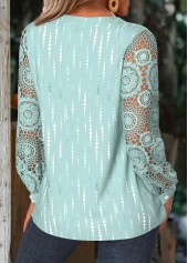 Mint Green Tummy Coverage Geometric Print Long Sleeve Shirt | thumb picture 
