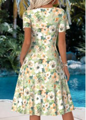 Multi Color Tummy Coverage Floral Print Short Sleeve Dress | thumb picture 