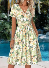 Multi Color Tummy Coverage Floral Print Short Sleeve Dress | thumb picture 