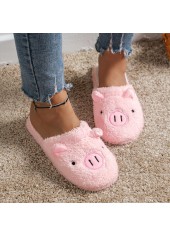 Pink Animal Print Closed Toe Falt Slippers