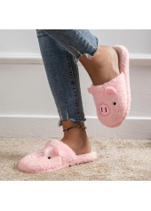Pink Animal Print Closed Toe Falt Slippers | thumb picture 