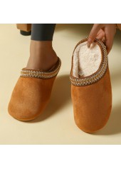 Dark Camel Closed Toe Falt Slippers