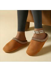 Dark Camel Closed Toe Falt Slippers | thumb picture 