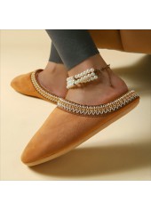 Dark Camel Closed Toe Falt Slippers | thumb picture 