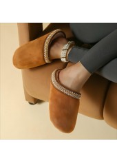 Dark Camel Closed Toe Falt Slippers | thumb picture 