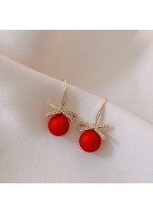Red Bow Pearl Detail Rhinestone Earrings | thumb picture 