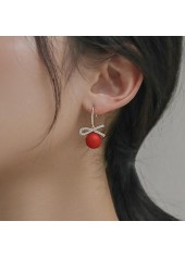 Red Bow Pearl Detail Rhinestone Earrings | thumb picture 