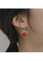 Red Bow Pearl Detail Rhinestone Earrings | thumb picture 
