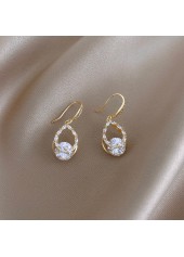 Golden Rhinestone Teardrop Design Metal Earrings | thumb picture 