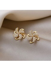 Golden Color Alloy Detail Rhinestone Earrings | thumb picture 