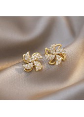 Golden Color Alloy Detail Rhinestone Earrings | thumb picture 