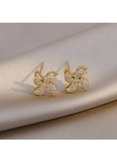 Golden Color Alloy Detail Rhinestone Earrings | thumb picture 