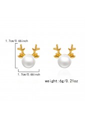 Christmas Golden Reindeer Alloy Detail Earrings | thumb picture 