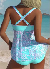 Tummy Coverage Mid Waisted Paisley Print Tankini Set | thumb picture 