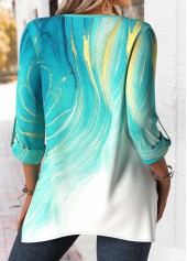 Mint Green Tummy Coverage Ombre Long Sleeve Blouse | thumb picture 