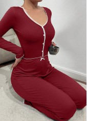 Wine Red Long Sleeve Lounge Top and Pants