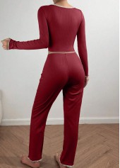 Wine Red Long Sleeve Lounge Top and Pants | thumb picture 