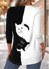 Black Tummy Coverage Animal Print Long Sleeve T Shirt | thumb picture 