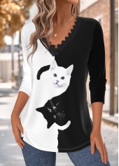 Black Tummy Coverage Animal Print Long Sleeve T Shirt | thumb picture 