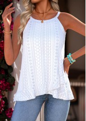 White Tummy Coverage Strappy Halter Camisole Top