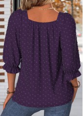 Purple Smocked Half Sleeve Square Neck Blouse | thumb picture 