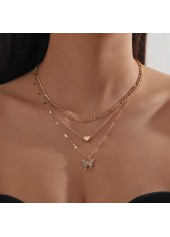 Golden Color Butterfly Metal Detail Necklace