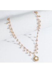 Golden Color Alloy Detail Rhinestone Necklace | thumb picture 