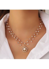 Golden Color Alloy Detail Rhinestone Necklace | thumb picture 