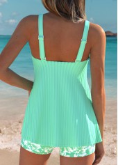 Tummy Coverage Mid Waisted Floral Print Tankini Set | thumb picture 