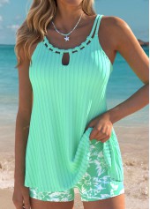 Tummy Coverage Mid Waisted Floral Print Tankini Set | thumb picture 